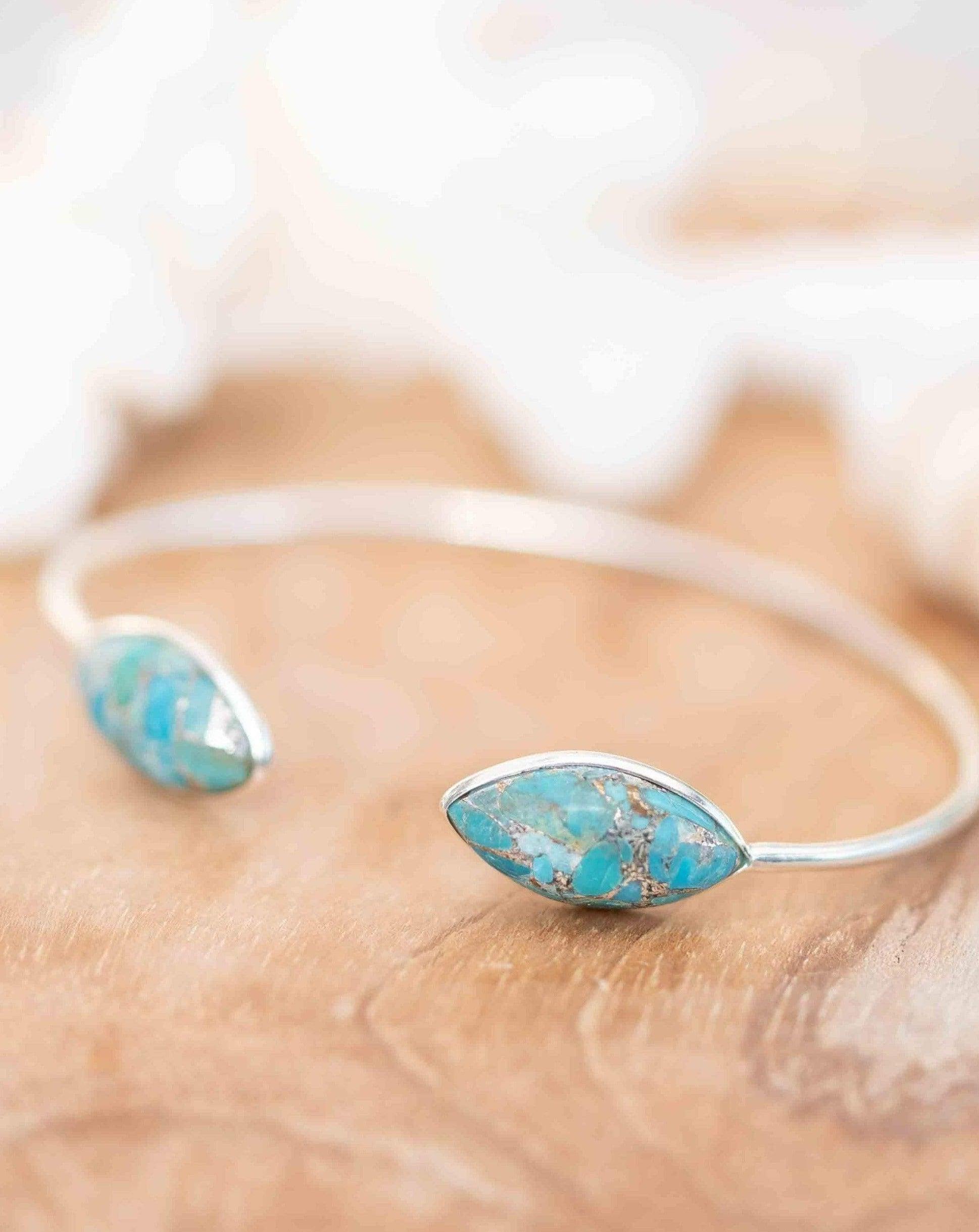 Copper Turquoise Adjustable Bracelet ~ Silver Plated ~ Handmade ~Statement  Hippie ~Bohemian ~Jewelry ~Gift For Her ~Gemstone ~Body MB0