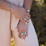 Copper Turquoise Adjustable Bracelet ~ Silver Plated ~ Handmade ~Statement  Hippie ~Bohemian ~Jewelry ~Gift For Her ~Gemstone ~Body MB0