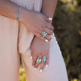 Copper Turquoise Adjustable Bracelet ~ Silver Plated ~ Handmade ~Statement  Hippie ~Bohemian ~Jewelry ~Gift For Her ~Gemstone ~Body MB0