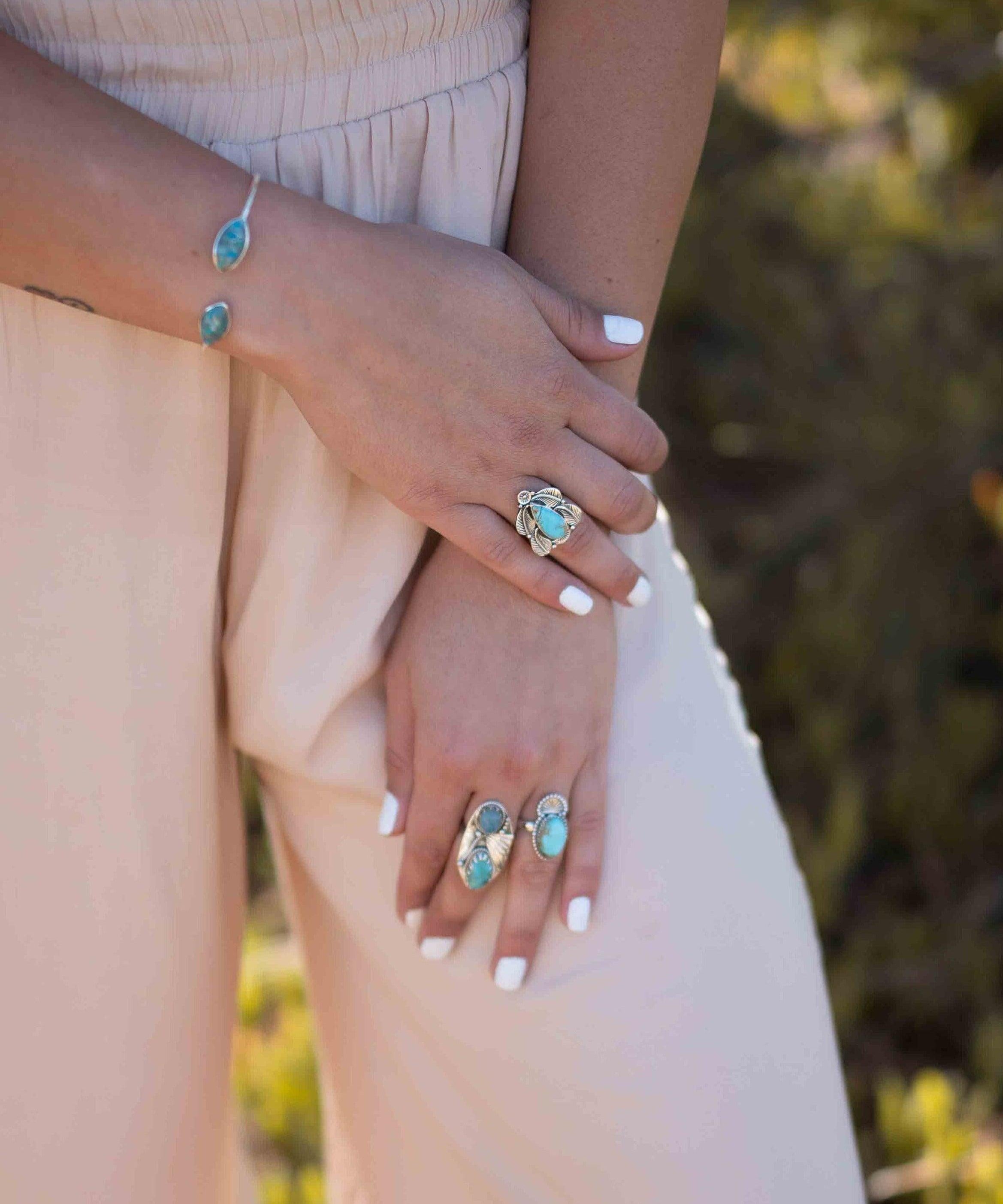 Copper Turquoise Adjustable Bracelet ~ Silver Plated ~ Handmade ~Statement  Hippie ~Bohemian ~Jewelry ~Gift For Her ~Gemstone ~Body MB0