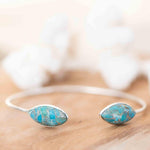 Copper Turquoise Adjustable Bracelet ~ Silver Plated ~ Handmade ~Statement  Hippie ~Bohemian ~Jewelry ~Gift For Her ~Gemstone ~Body MB0