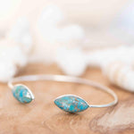 Copper Turquoise Adjustable Bracelet ~ Silver Plated ~ Handmade ~Statement  Hippie ~Bohemian ~Jewelry ~Gift For Her ~Gemstone ~Body MB0