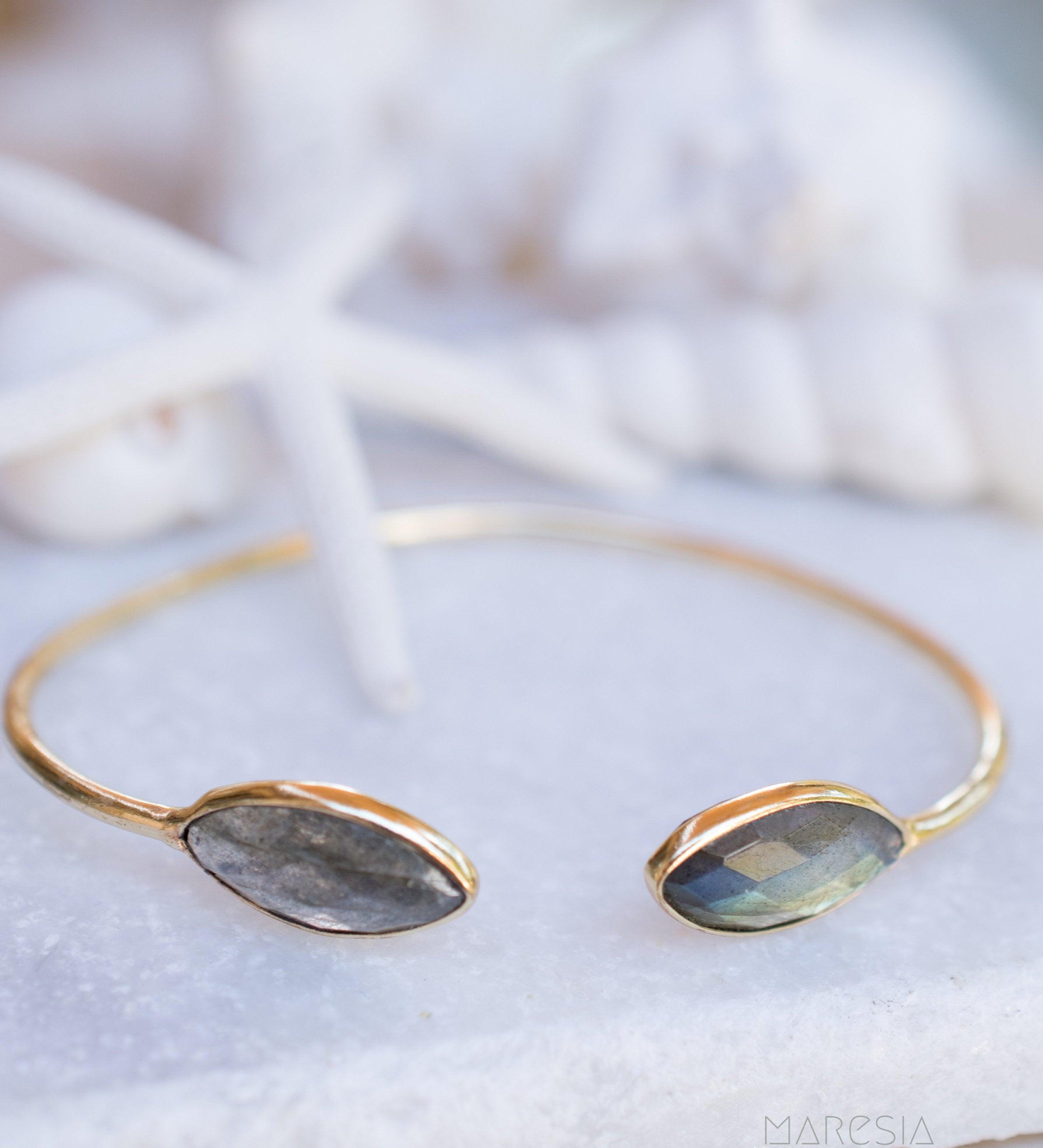 Labradorite Adjustable Bracelet ~ Gold Plated 18k ~ Handmade ~Statement  Hippie ~Bohemian ~Jewelry ~Gift For Her ~Gemstone ~Body