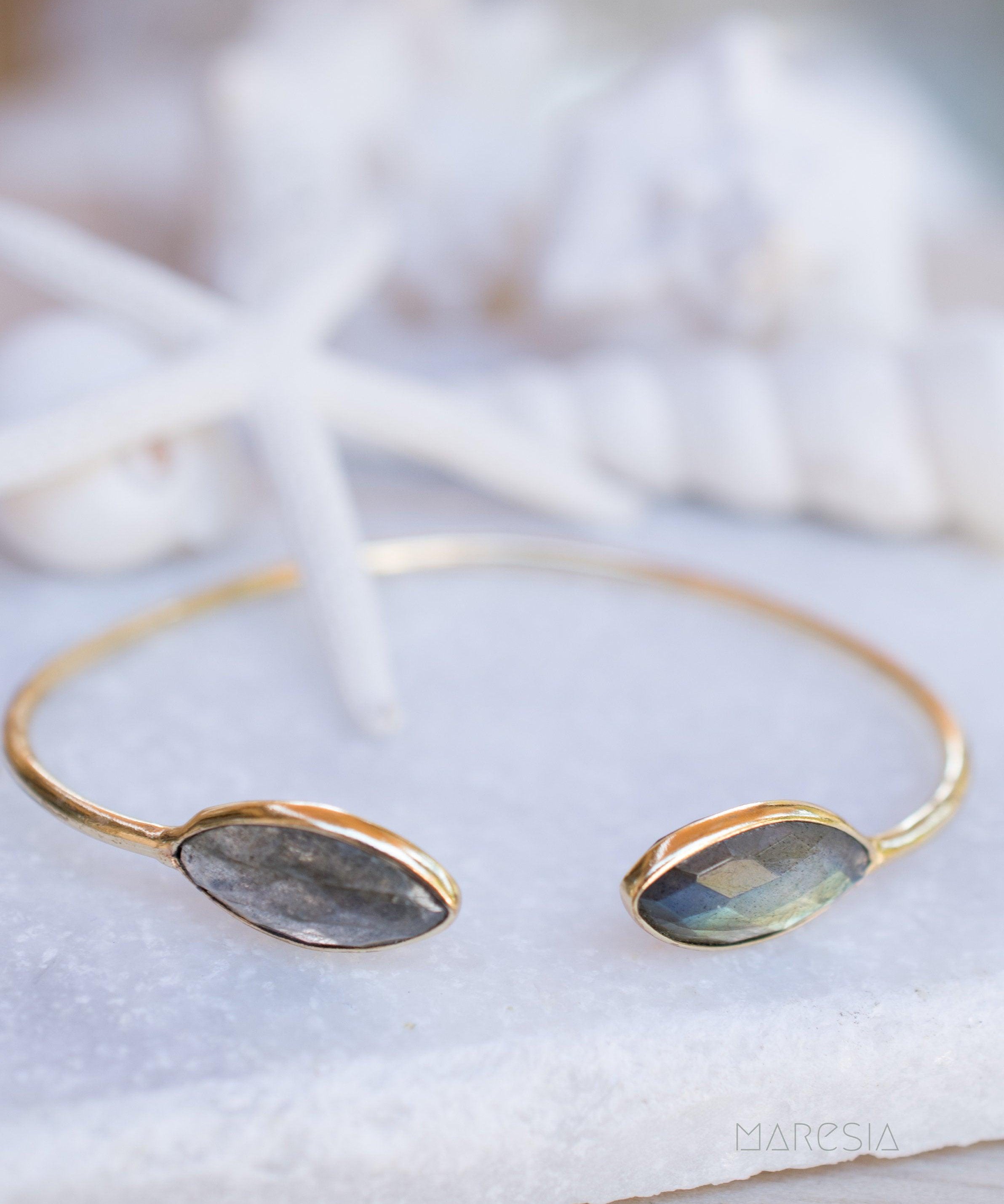 Labradorite Adjustable Bracelet ~ Gold Plated 18k ~ Handmade ~Statement  Hippie ~Bohemian ~Jewelry ~Gift For Her ~Gemstone ~Body