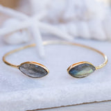 Labradorite Adjustable Bracelet ~ Gold Plated 18k ~ Handmade ~Statement  Hippie ~Bohemian ~Jewelry ~Gift For Her ~Gemstone ~Body
