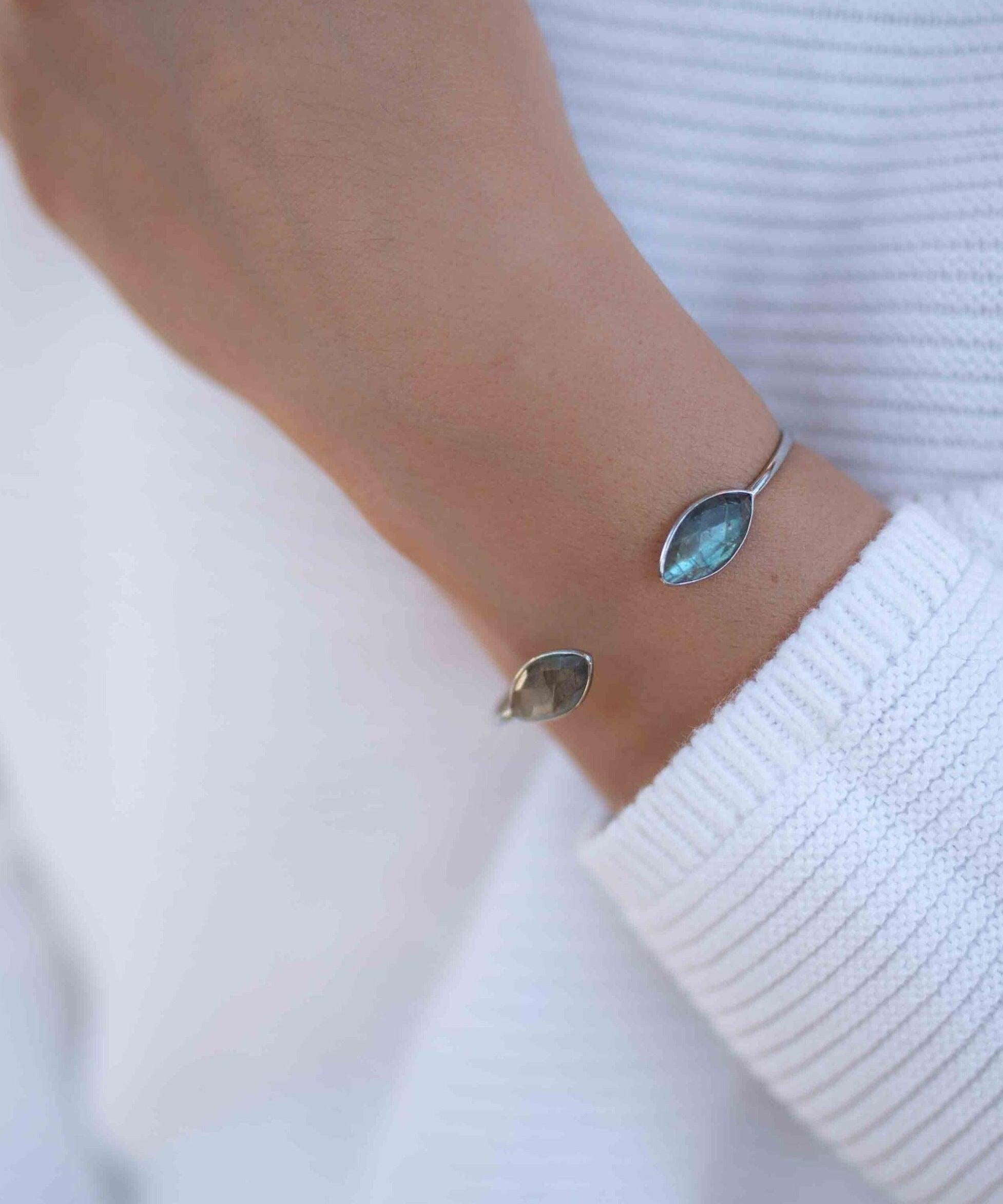 Labradorite Adjustable Bracelet ~ Silver Plated ~ Handmade ~Statement Hippie ~Bohemian ~Jewelry ~Gift For Her ~Gemstone ~Body MB038B