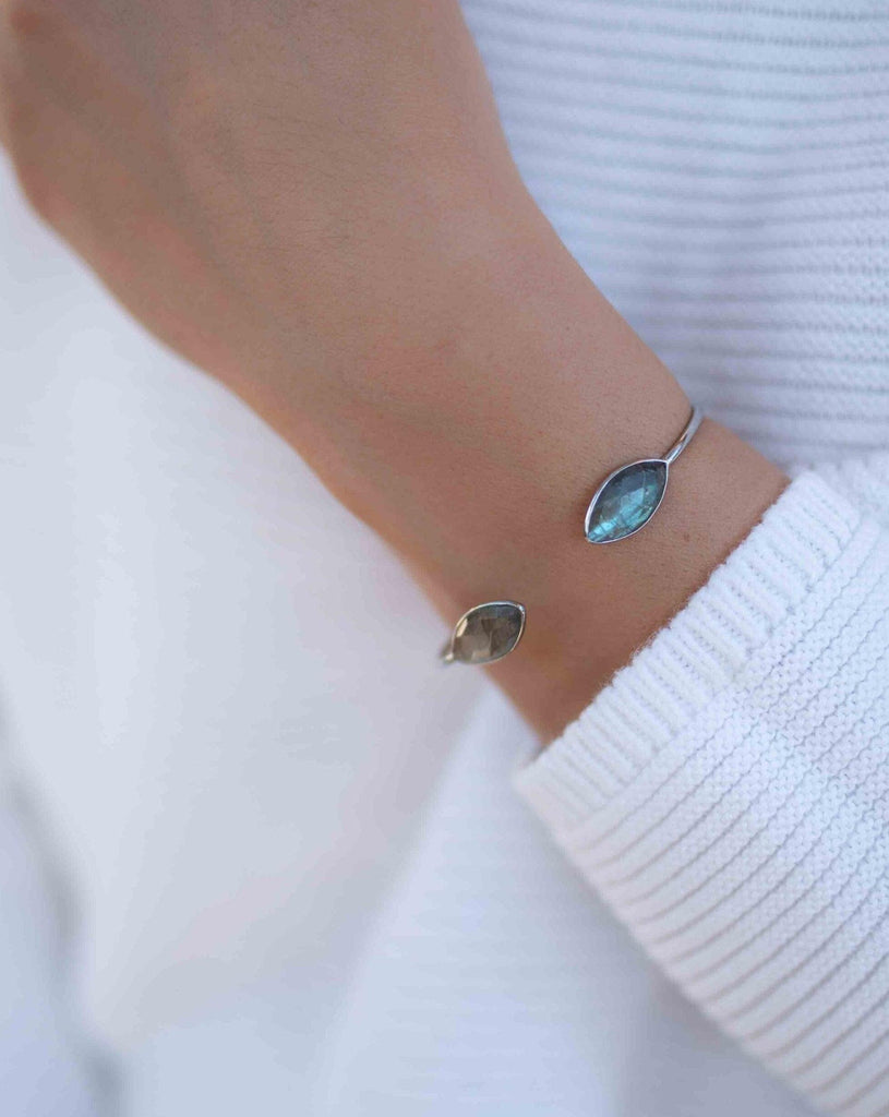 Labradorite Adjustable Bracelet ~ Silver Plated ~ Handmade ~Statement Hippie ~Bohemian ~Jewelry ~Gift For Her ~Gemstone ~Body MB038B