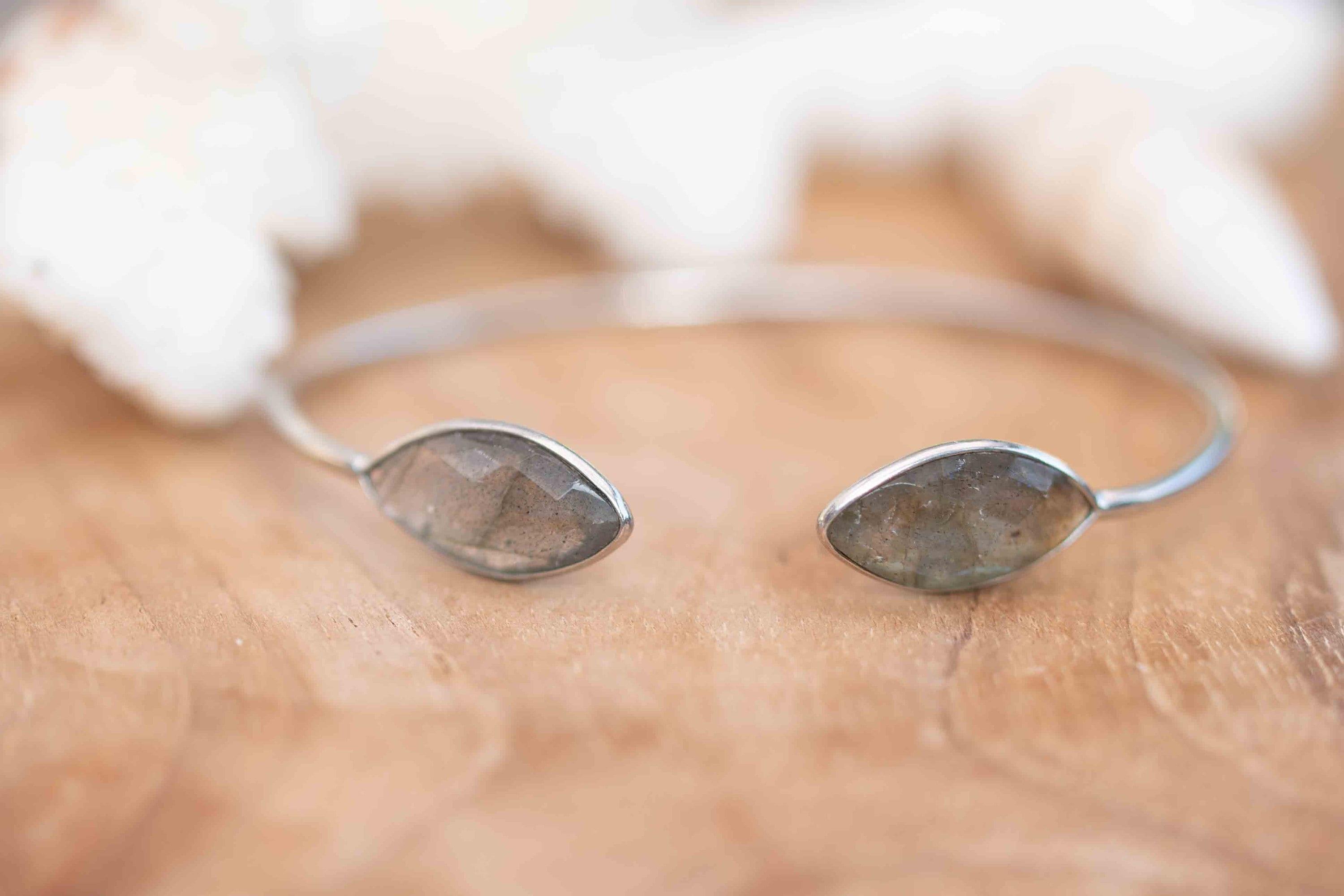 Labradorite Adjustable Bracelet ~ Silver Plated ~ Handmade ~Statement Hippie ~Bohemian ~Jewelry ~Gift For Her ~Gemstone ~Body MB038B