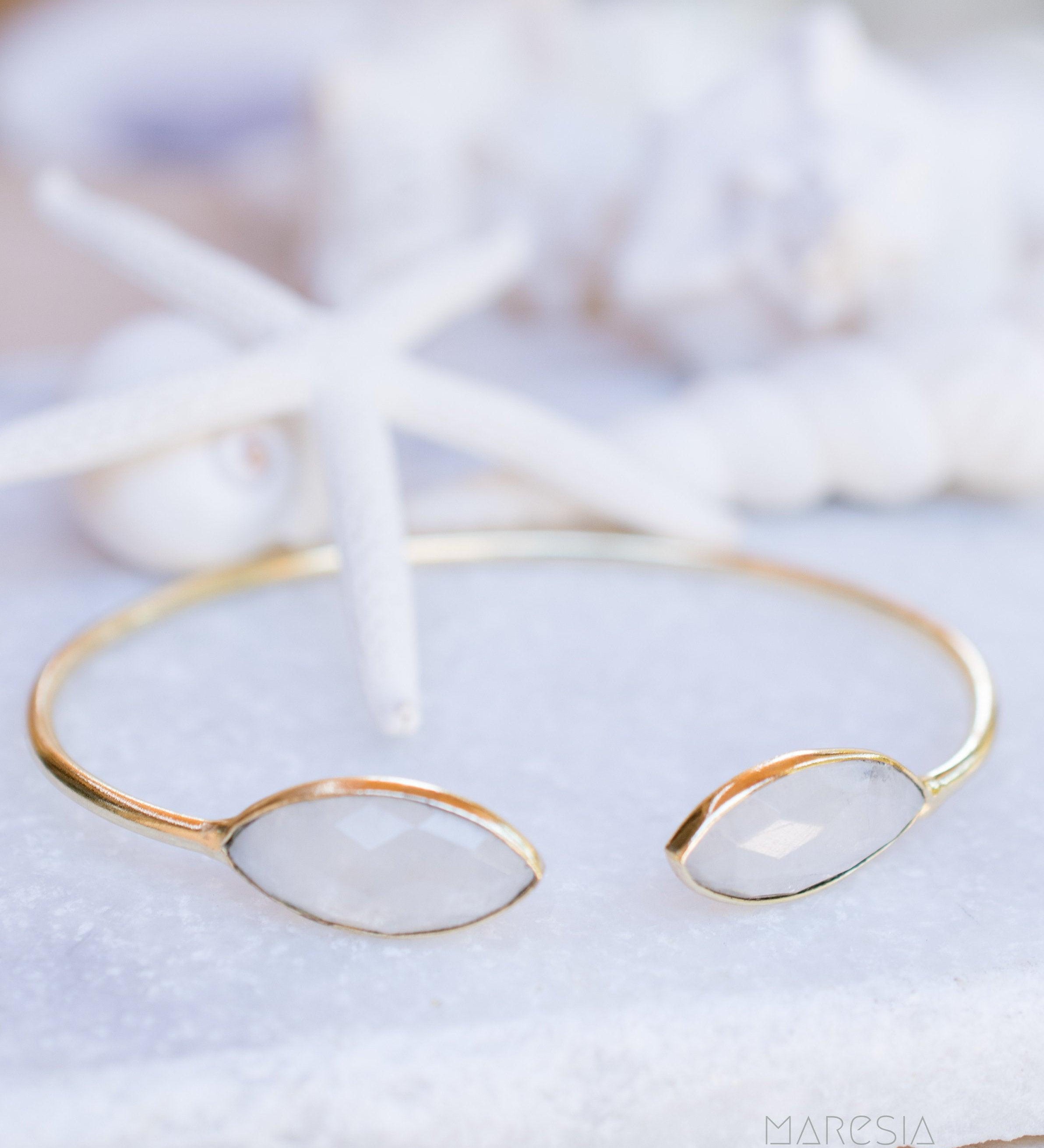 Moonstone Adjustable Bracelet ~ Gold Plated 18k ~ Handmade ~Statement  Hippie ~Bohemian ~Jewelry ~Gift For Her ~Gemstone ~Body