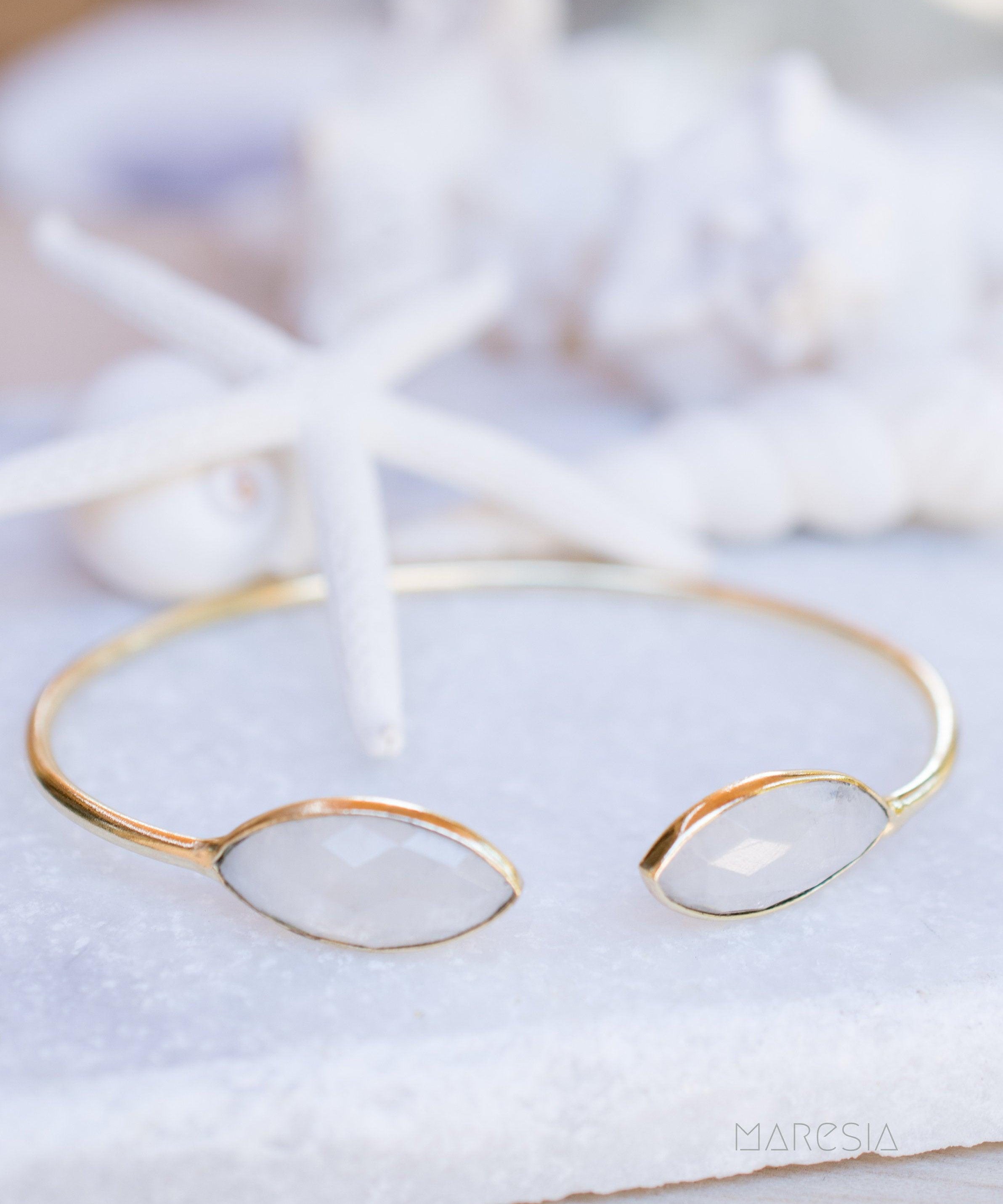 Moonstone Adjustable Bracelet ~ Gold Plated 18k ~ Handmade ~Statement  Hippie ~Bohemian ~Jewelry ~Gift For Her ~Gemstone ~Body