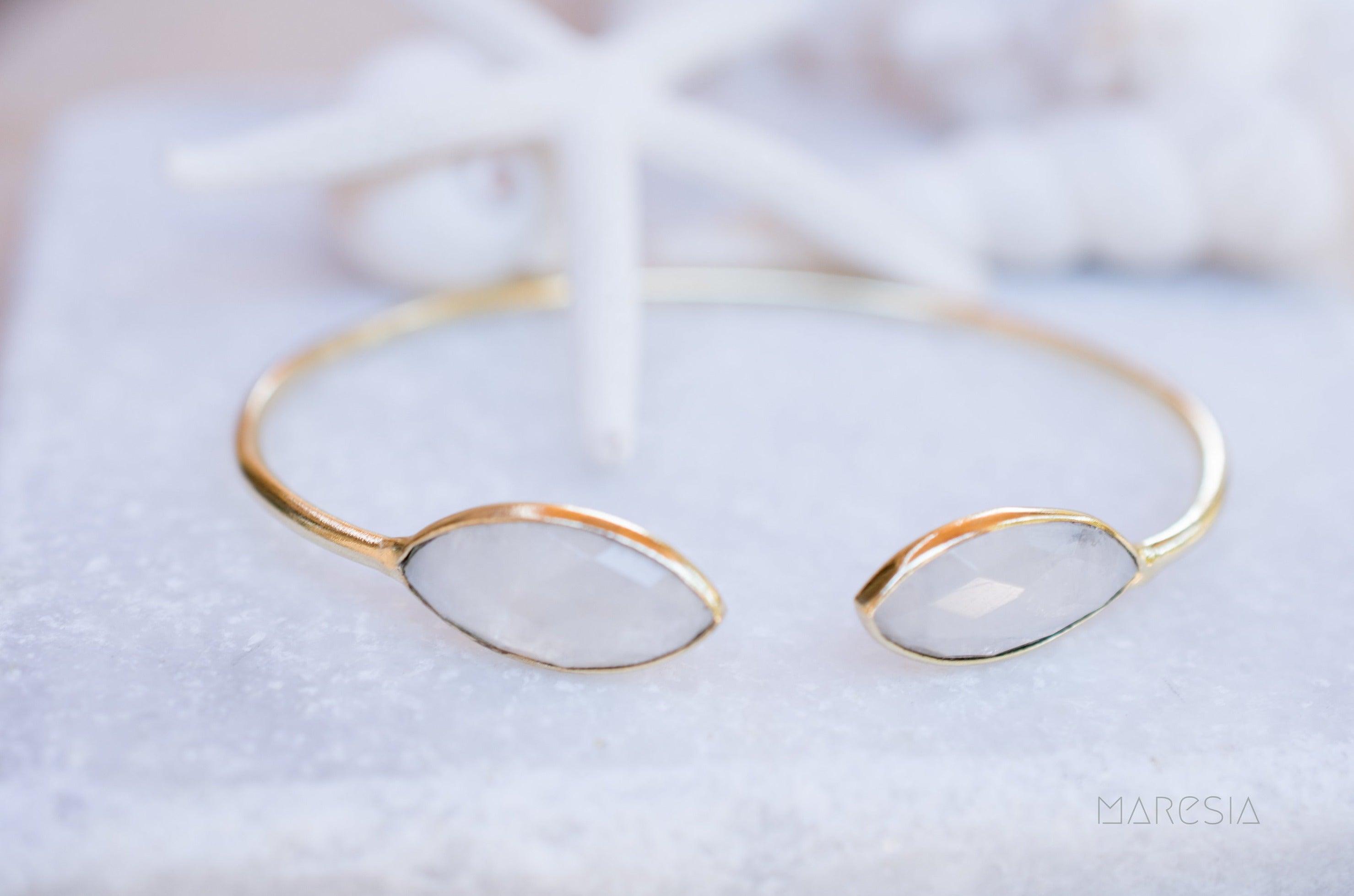 Moonstone Adjustable Bracelet ~ Gold Plated 18k ~ Handmade ~Statement  Hippie ~Bohemian ~Jewelry ~Gift For Her ~Gemstone ~Body