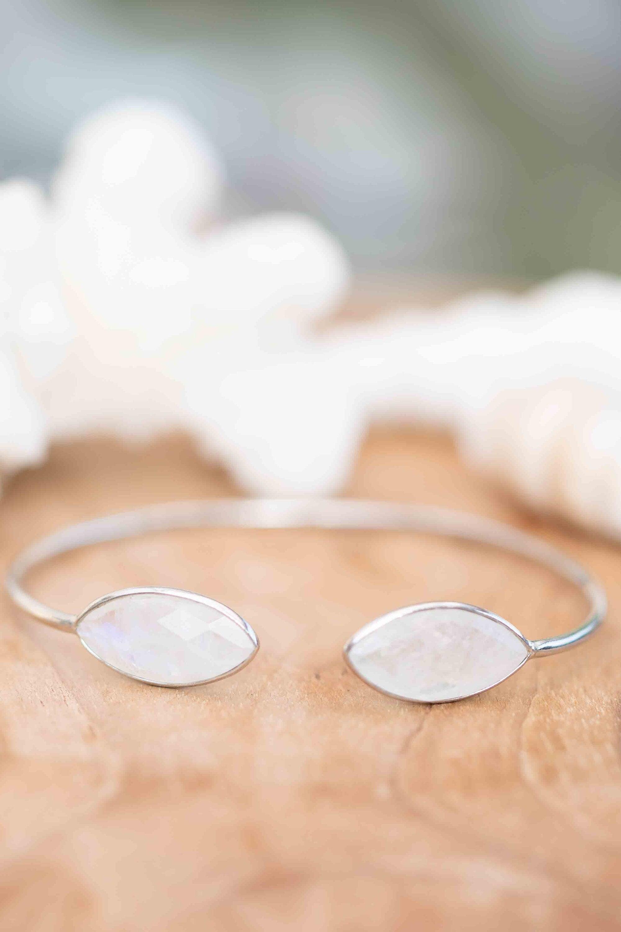 Moonstone Adjustable Bracelet ~ Siver Plated ~ Handmade ~Statement Hippie ~Bohemian ~Jewelry ~Gift For Her ~Gemstone ~Body MB039B