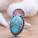 Turquoise Ring ~ oval shape ~Sterling Silver 925 ~ Handmade ~ Gemstone ~ Statement~ December Birthstone Boho * MR285