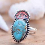 Turquoise Ring ~ oval shape ~Sterling Silver 925 ~ Handmade ~ Gemstone ~ Statement~ December Birthstone Boho * MR285