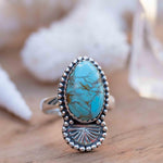 Turquoise Ring ~ oval shape ~Sterling Silver 925 ~ Handmade ~ Gemstone ~ Statement~ December Birthstone Boho * MR285