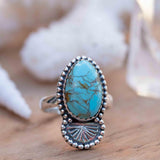 Turquoise Ring ~ oval shape ~Sterling Silver 925 ~ Handmade ~ Gemstone ~ Statement~ December Birthstone Boho * MR285