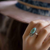 Turquoise Ring ~ oval shape ~Sterling Silver 925 ~ Handmade ~ Gemstone ~ Statement~ December Birthstone Boho * MR285