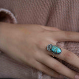 Turquoise Ring ~ oval shape ~Sterling Silver 925 ~ Handmade ~ Gemstone ~ Statement~ December Birthstone Boho * MR285