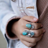 Turquoise Ring ~ oval shape ~Sterling Silver 925 ~ Handmade ~ Gemstone ~ Statement~ December Birthstone Boho * MR285