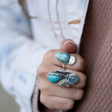 Turquoise Ring ~ oval shape ~Sterling Silver 925 ~ Handmade ~ Gemstone ~ Statement~ December Birthstone Boho * MR285