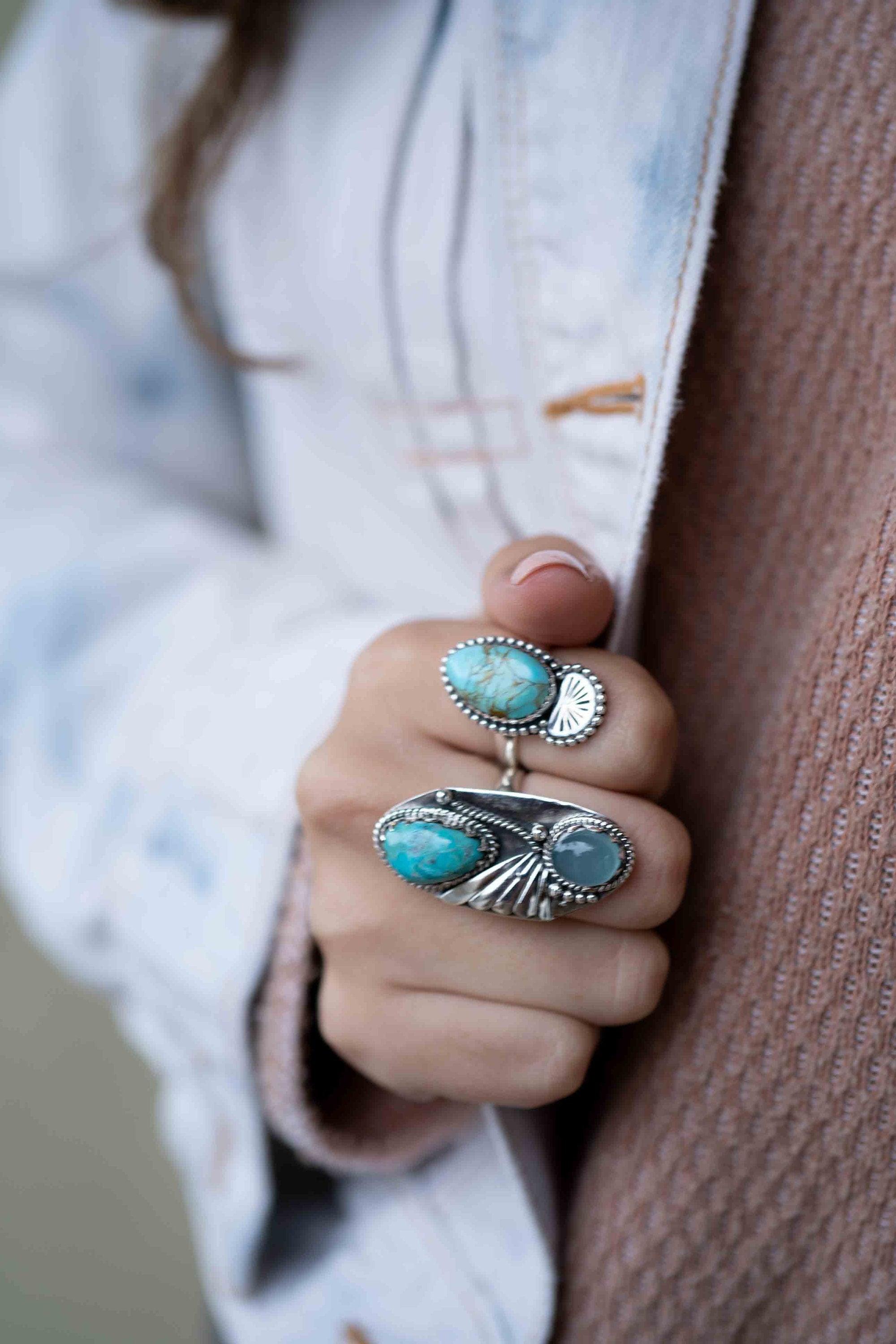 Turquoise Ring ~ oval shape ~Sterling Silver 925 ~ Handmade ~ Gemstone ~ Statement~ December Birthstone Boho * MR285