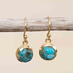 Copper Turquoise Earrings ~ Dangle ~ Jewelry ~ 18k Gold Plated ~ Natural ~ Minimalist Everyday ~ Gift for Her ~ Boho ~ Hippie ~ ME200