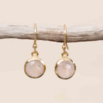 Rose Quartz 18k Gold Plated Earrings ~ Gemstone ~ Dangle Earrings ~ Round ~ Handmade ~ Jewelry ~ Gift for her ~ ME199
