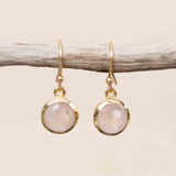 Rose Quartz 18k Gold Plated Earrings ~ Gemstone ~ Dangle Earrings ~ Round ~ Handmade ~ Jewelry ~ Gift for her ~ ME199