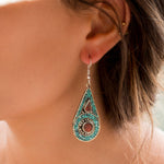 Joyse Turquoise Tibetan Earrings ~German Silver ~ SME048 - Maresia Jewelry
