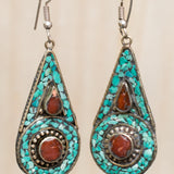 Joyse Turquoise Tibetan Earrings ~German Silver ~ SME048 - Maresia Jewelry