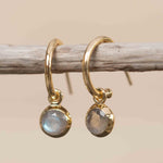 Labradorite Drop Earrings ~ Jewelry ~ 18k Gold Plated ~ stud ~ post ~ Minimalist Everyday ~ Gift for Her ~ Boho ~ Hippie ~ ME203