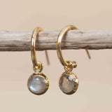 Labradorite Drop Earrings ~ Jewelry ~ 18k Gold Plated ~ stud ~ post ~ Minimalist Everyday ~ Gift for Her ~ Boho ~ Hippie ~ ME203