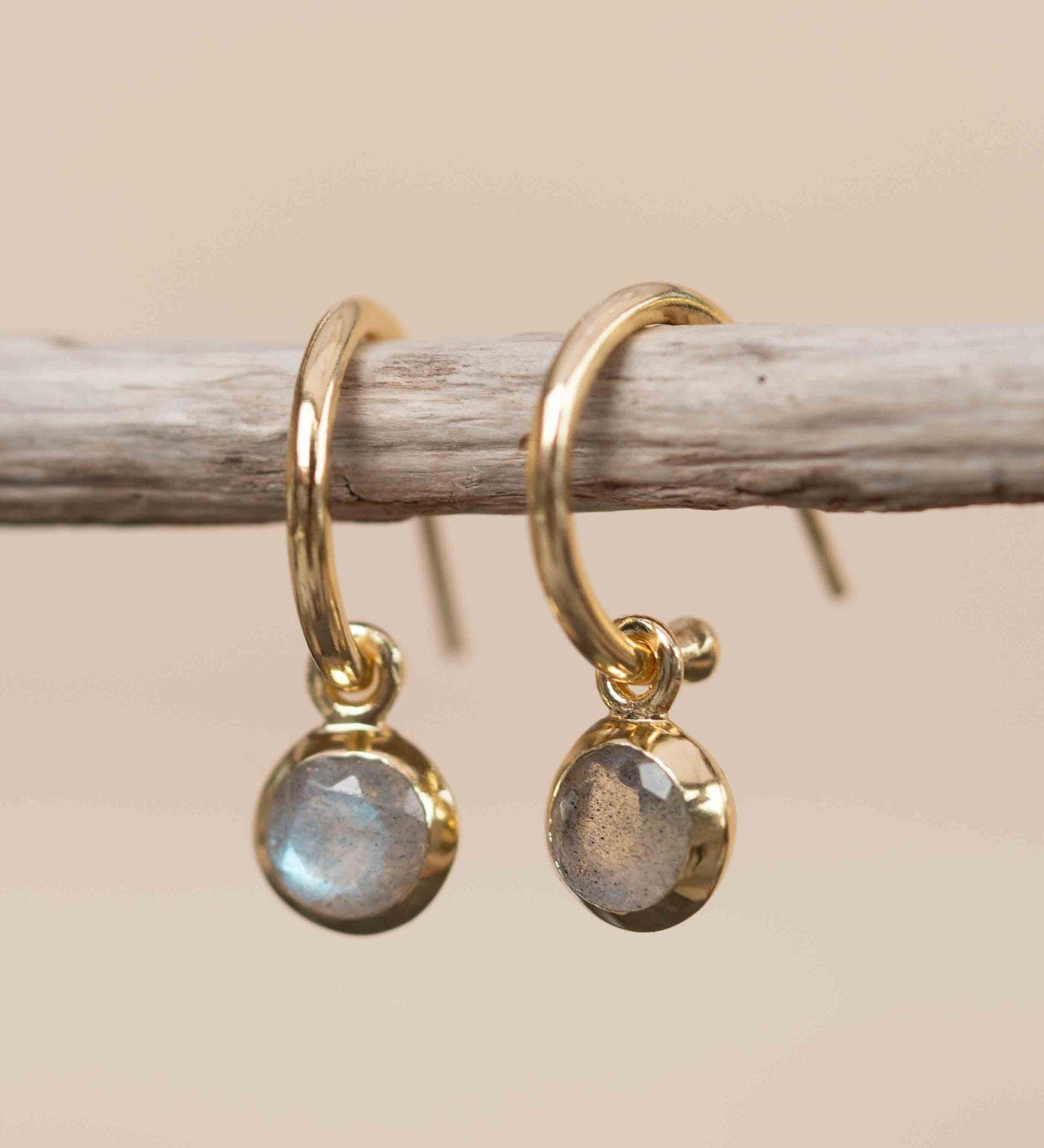 Labradorite Drop Earrings ~ Jewelry ~ 18k Gold Plated ~ stud ~ post ~ Minimalist Everyday ~ Gift for Her ~ Boho ~ Hippie ~ ME203