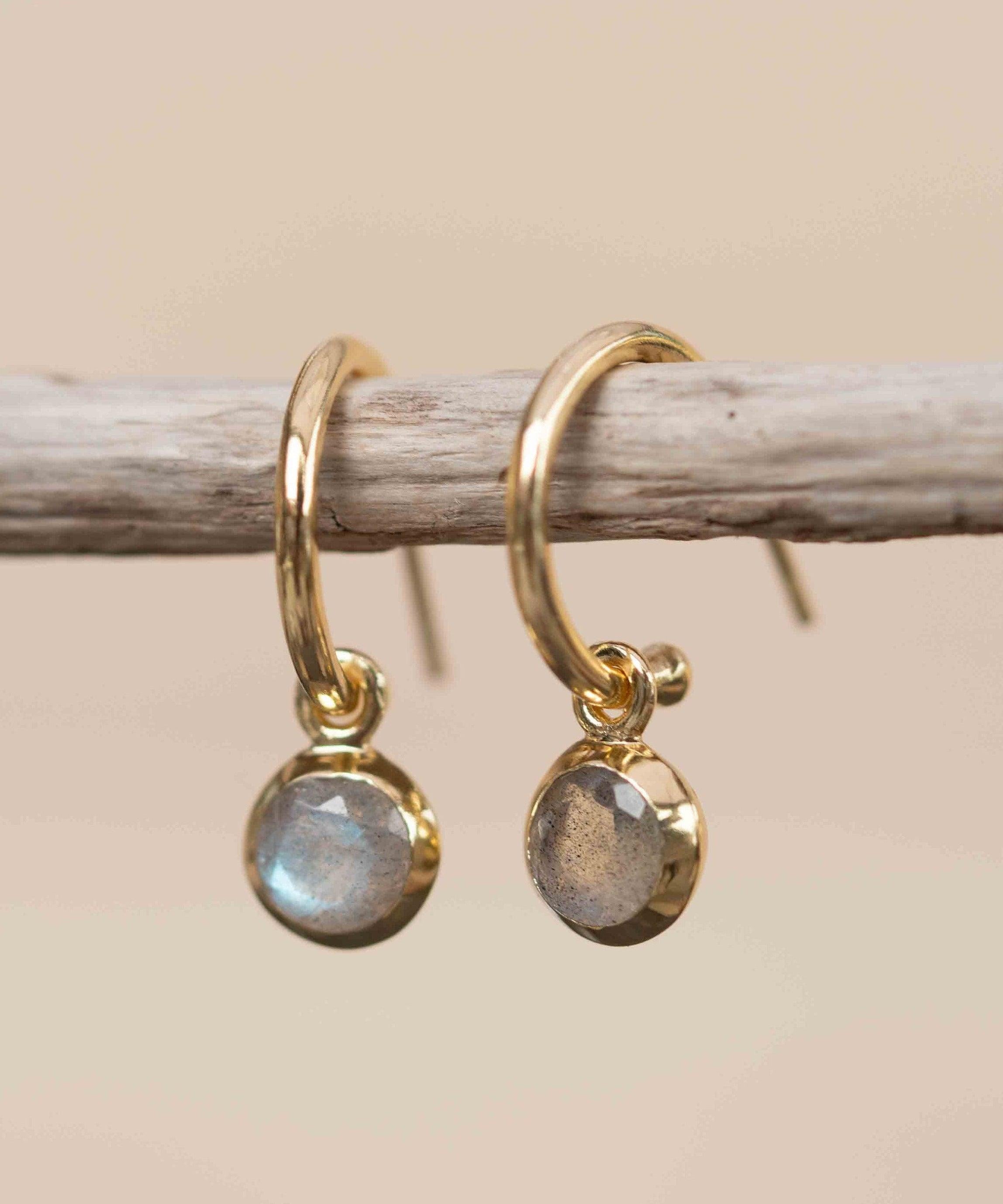Labradorite Drop Earrings ~ Jewelry ~ 18k Gold Plated ~ stud ~ post ~ Minimalist Everyday ~ Gift for Her ~ Boho ~ Hippie ~ ME203