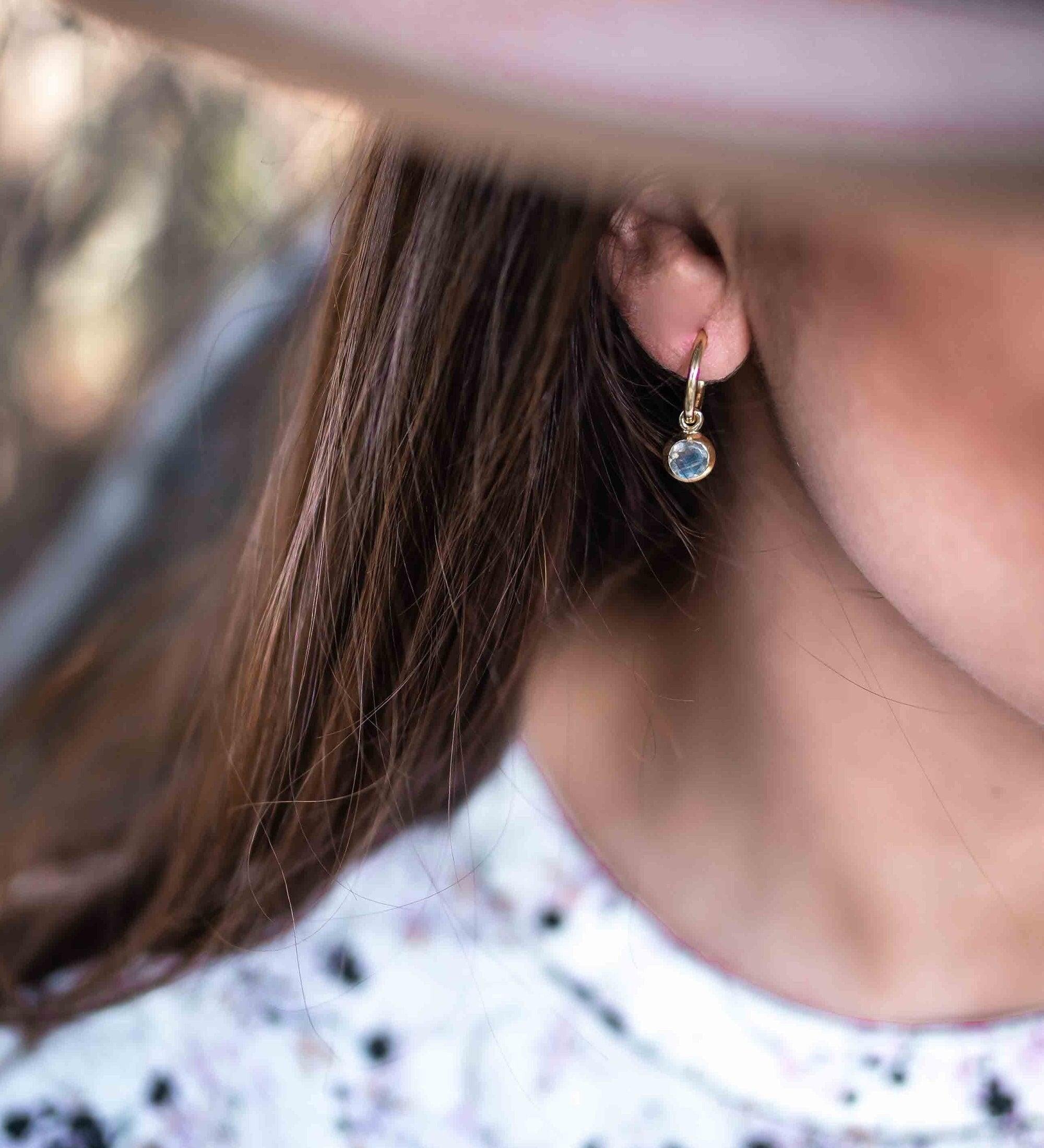 Labradorite Drop Earrings ~ Jewelry ~ 18k Gold Plated ~ stud ~ post ~ Minimalist Everyday ~ Gift for Her ~ Boho ~ Hippie ~ ME203