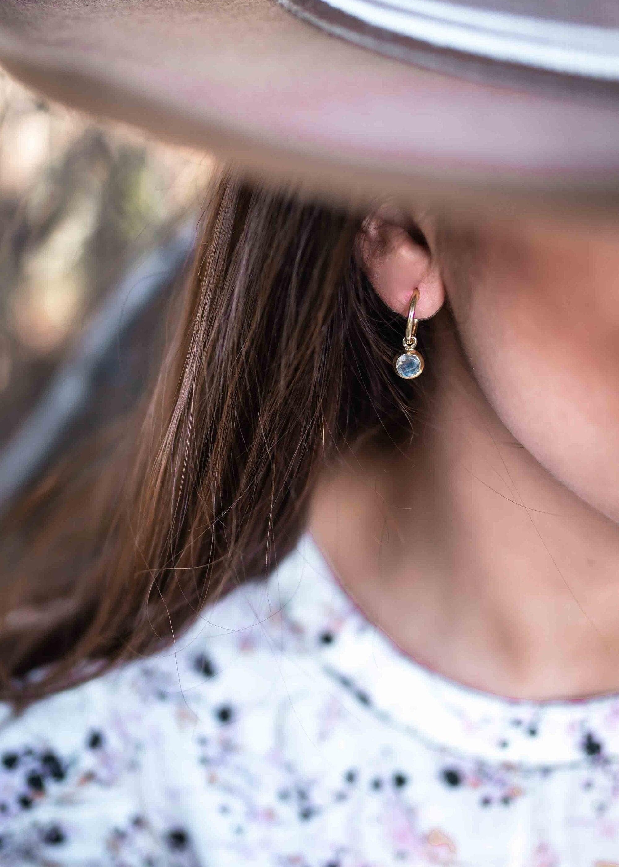 Labradorite Drop Earrings ~ Jewelry ~ 18k Gold Plated ~ stud ~ post ~ Minimalist Everyday ~ Gift for Her ~ Boho ~ Hippie ~ ME203