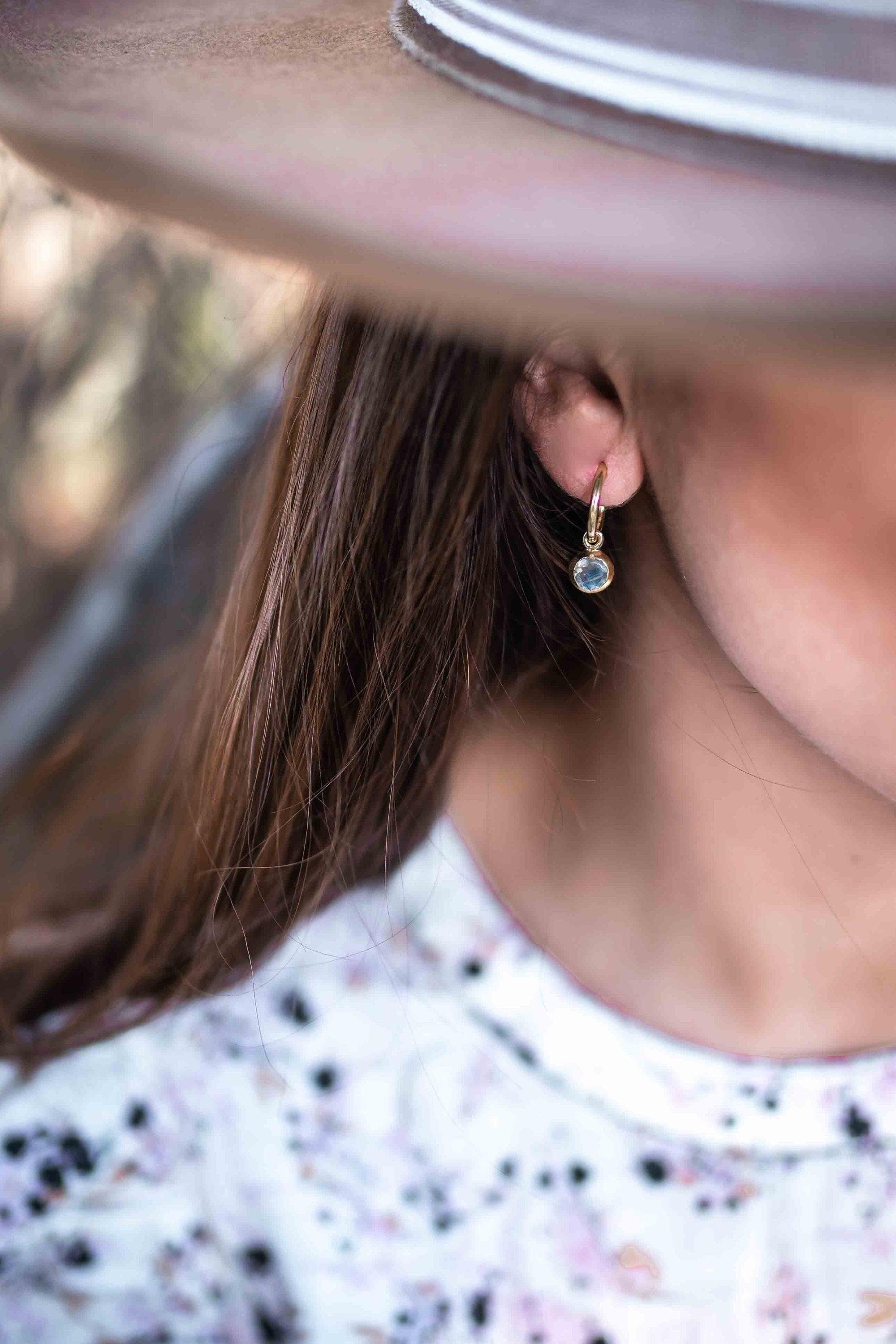 Labradorite Drop Earrings ~ Jewelry ~ 18k Gold Plated ~ stud ~ post ~ Minimalist Everyday ~ Gift for Her ~ Boho ~ Hippie ~ ME203