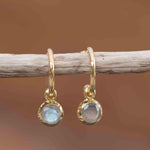 Labradorite Drop Earrings ~ Jewelry ~ 18k Gold Plated ~ stud ~ post ~ Minimalist Everyday ~ Gift for Her ~ Boho ~ Hippie ~ ME203