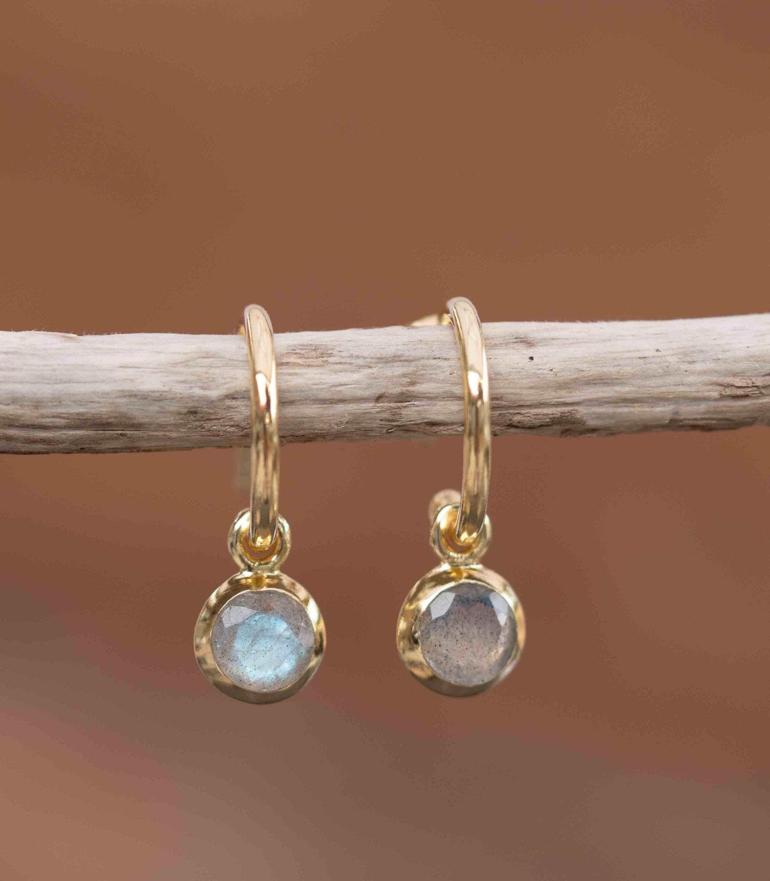 Labradorite Drop Earrings ~ Jewelry ~ 18k Gold Plated ~ stud ~ post ~ Minimalist Everyday ~ Gift for Her ~ Boho ~ Hippie ~ ME203