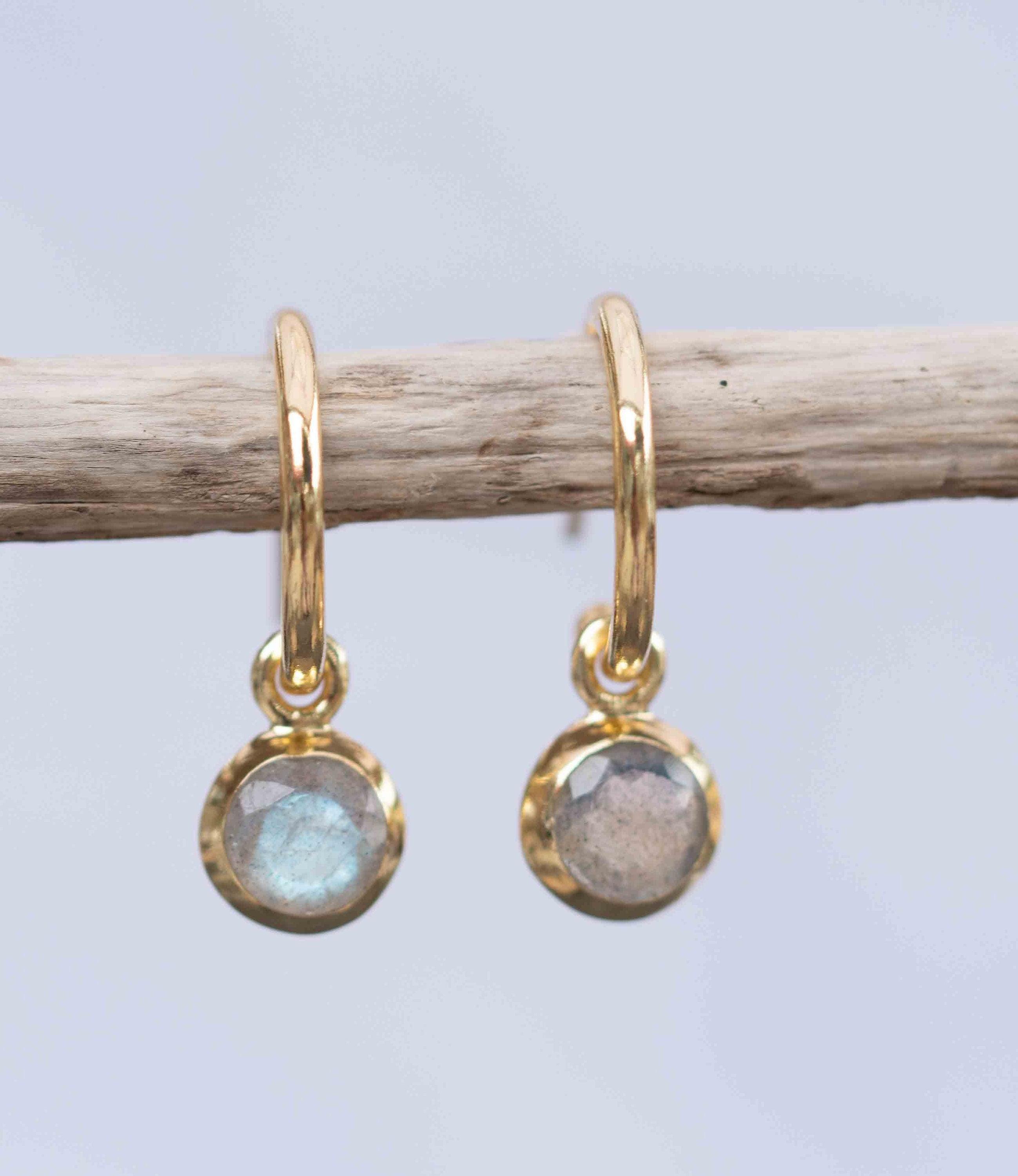 Labradorite Drop Earrings ~ Jewelry ~ 18k Gold Plated ~ stud ~ post ~ Minimalist Everyday ~ Gift for Her ~ Boho ~ Hippie ~ ME203