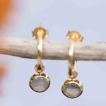 Labradorite Drop Earrings ~ Jewelry ~ 18k Gold Plated ~ stud ~ post ~ Minimalist Everyday ~ Gift for Her ~ Boho ~ Hippie ~ ME203