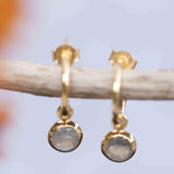 Labradorite Drop Earrings ~ Jewelry ~ 18k Gold Plated ~ stud ~ post ~ Minimalist Everyday ~ Gift for Her ~ Boho ~ Hippie ~ ME203