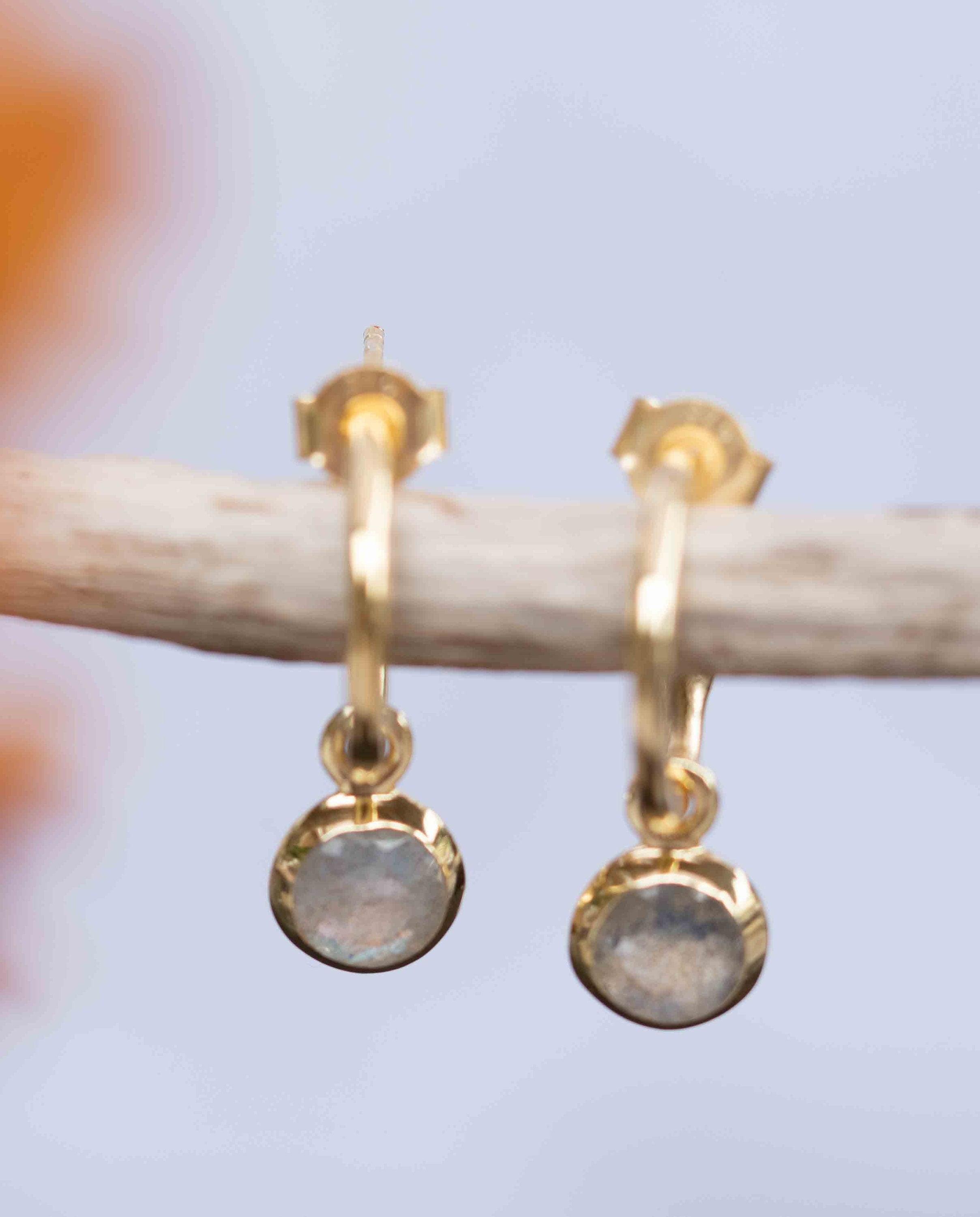 Labradorite Drop Earrings ~ Jewelry ~ 18k Gold Plated ~ stud ~ post ~ Minimalist Everyday ~ Gift for Her ~ Boho ~ Hippie ~ ME203