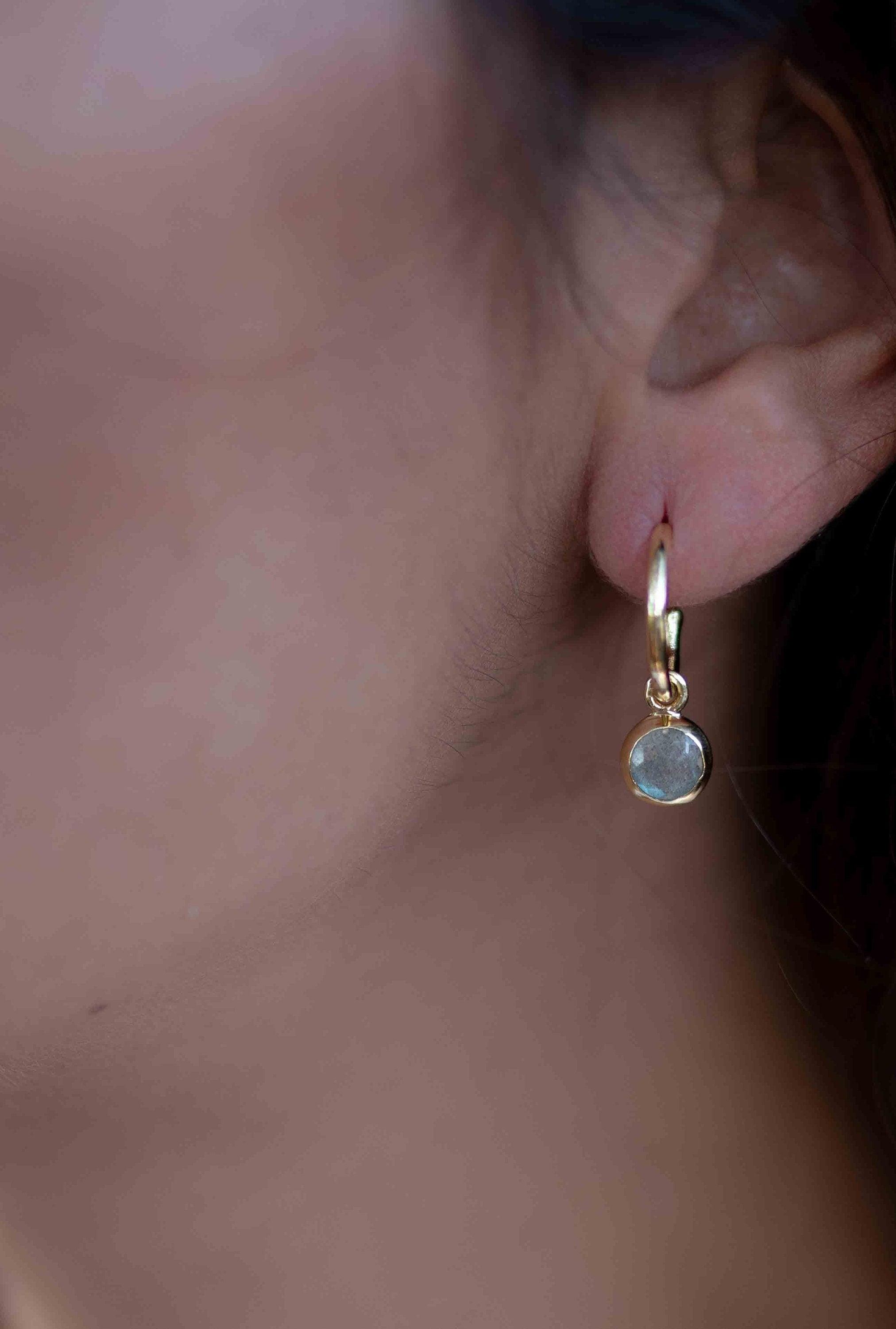 Labradorite Drop Earrings ~ Jewelry ~ 18k Gold Plated ~ stud ~ post ~ Minimalist Everyday ~ Gift for Her ~ Boho ~ Hippie ~ ME203