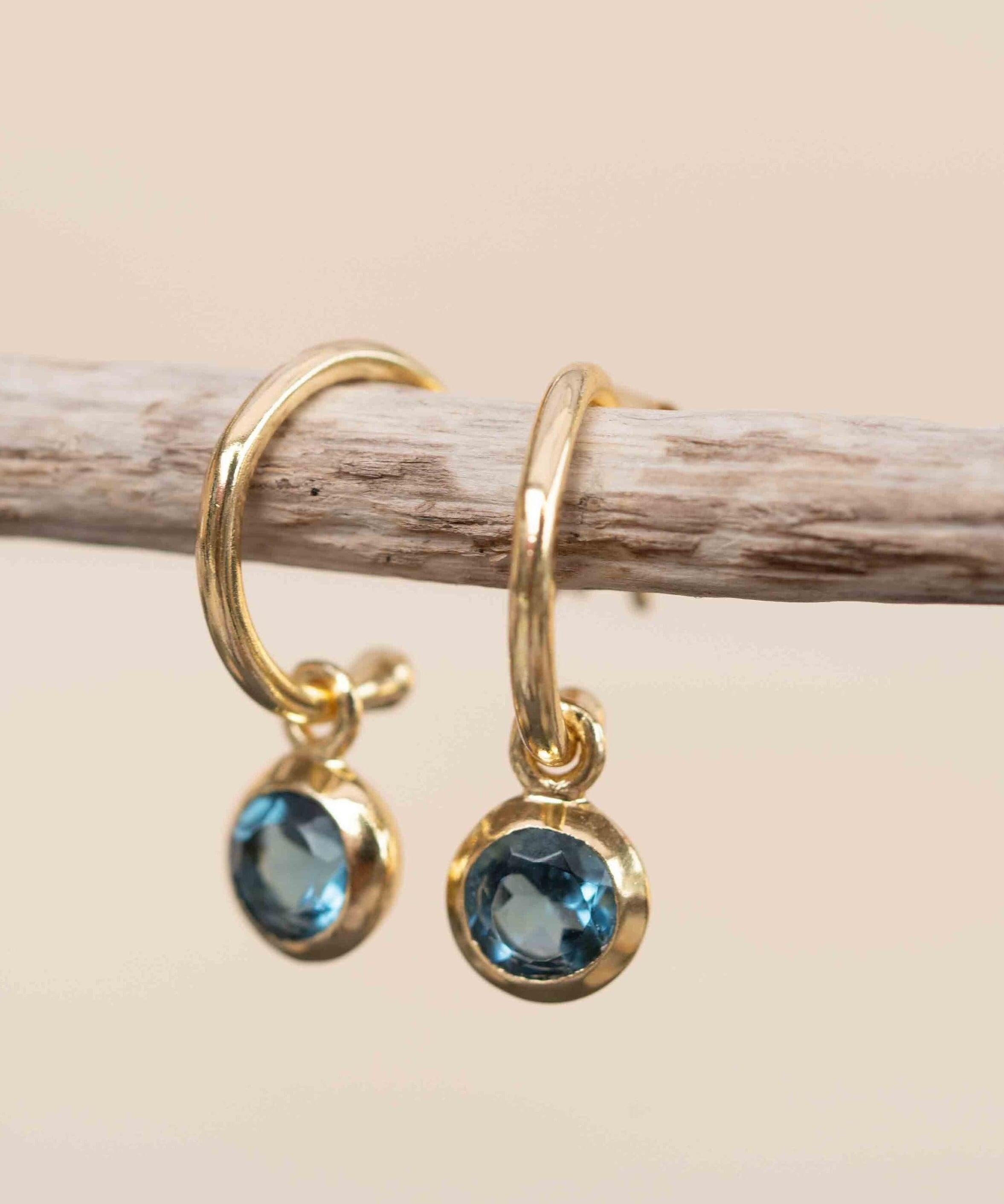 Iolite hydro Earrings ~ Stud ~ Jewelry ~ 18k Gold Plated ~ Natural ~ Minimalist Everyday ~ Gift for Her ~ Boho ~ Hippie ~ ME202