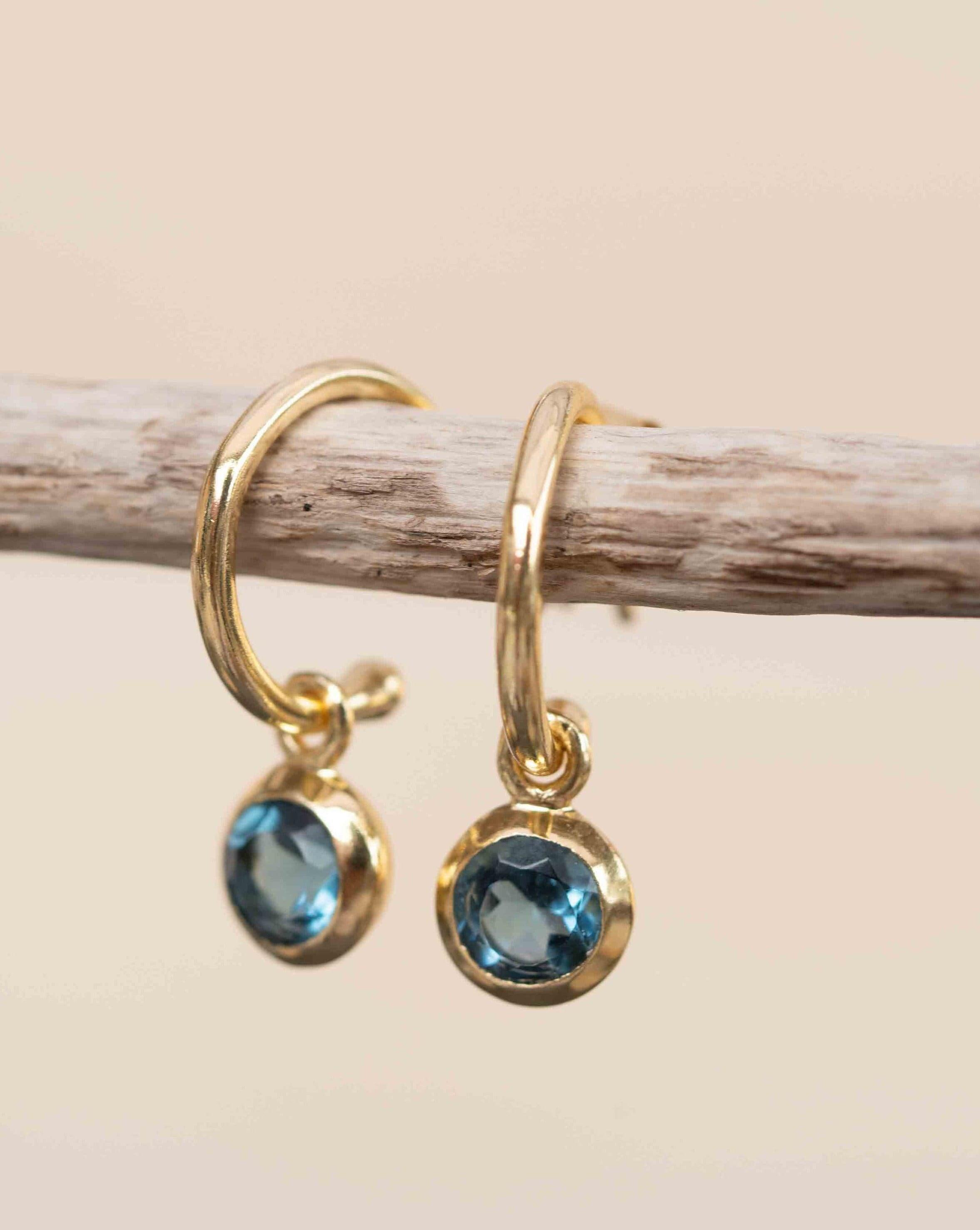 Iolite hydro Earrings ~ Stud ~ Jewelry ~ 18k Gold Plated ~ Natural ~ Minimalist Everyday ~ Gift for Her ~ Boho ~ Hippie ~ ME202