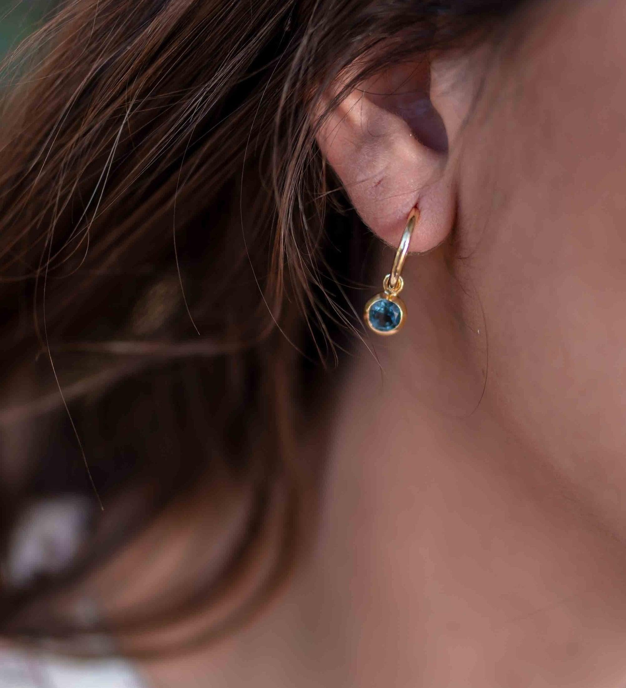 Iolite hydro Earrings ~ Stud ~ Jewelry ~ 18k Gold Plated ~ Natural ~ Minimalist Everyday ~ Gift for Her ~ Boho ~ Hippie ~ ME202