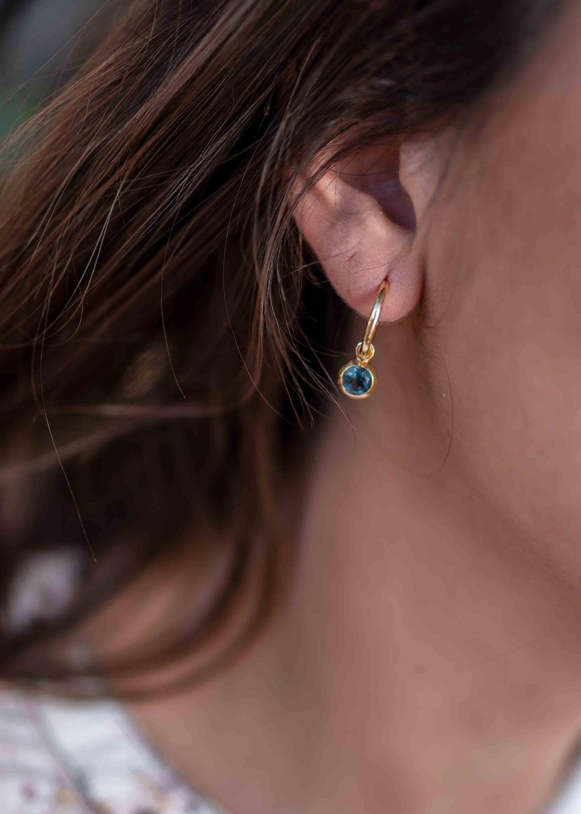 Iolite hydro Earrings ~ Stud ~ Jewelry ~ 18k Gold Plated ~ Natural ~ Minimalist Everyday ~ Gift for Her ~ Boho ~ Hippie ~ ME202