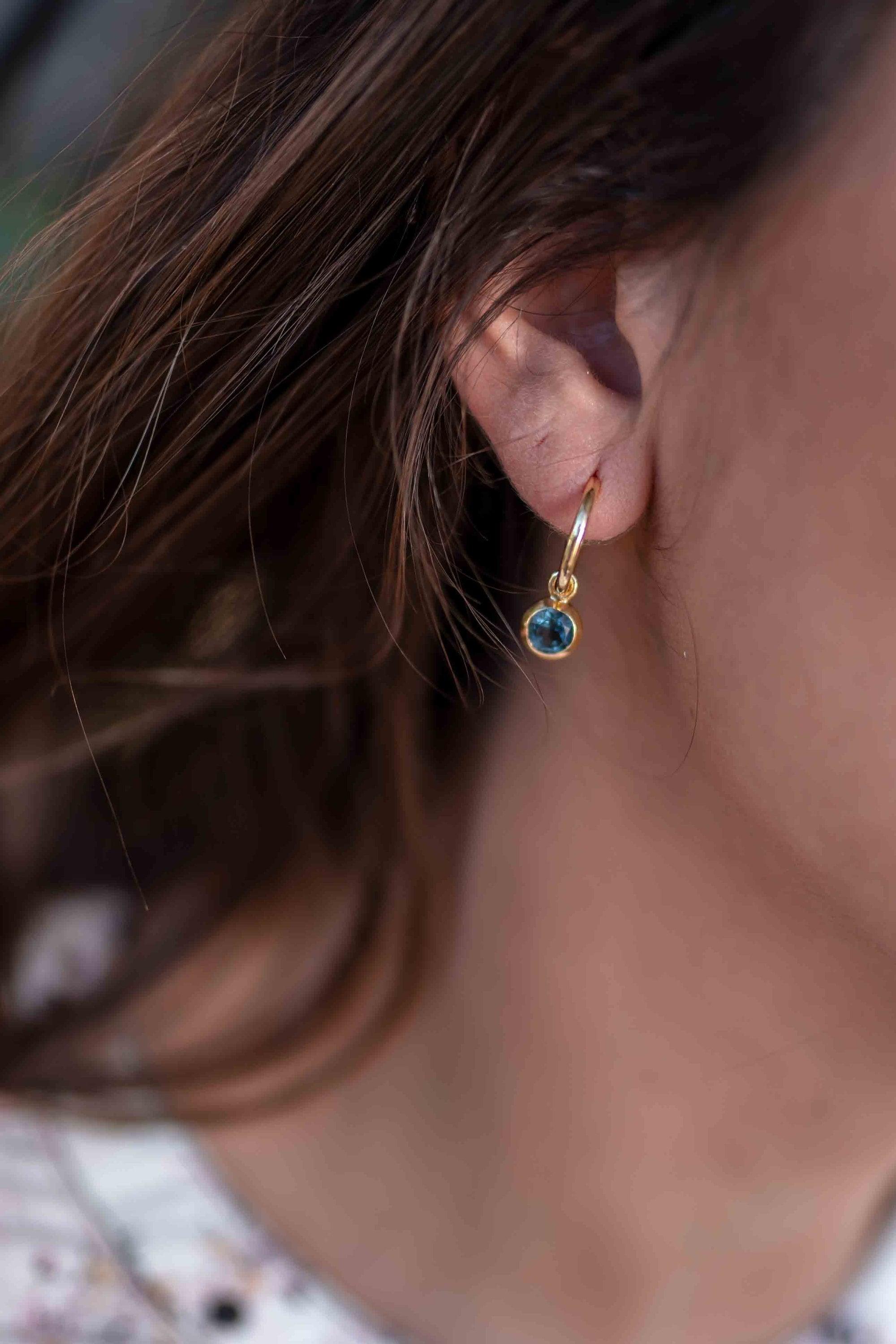 Iolite hydro Earrings ~ Stud ~ Jewelry ~ 18k Gold Plated ~ Natural ~ Minimalist Everyday ~ Gift for Her ~ Boho ~ Hippie ~ ME202