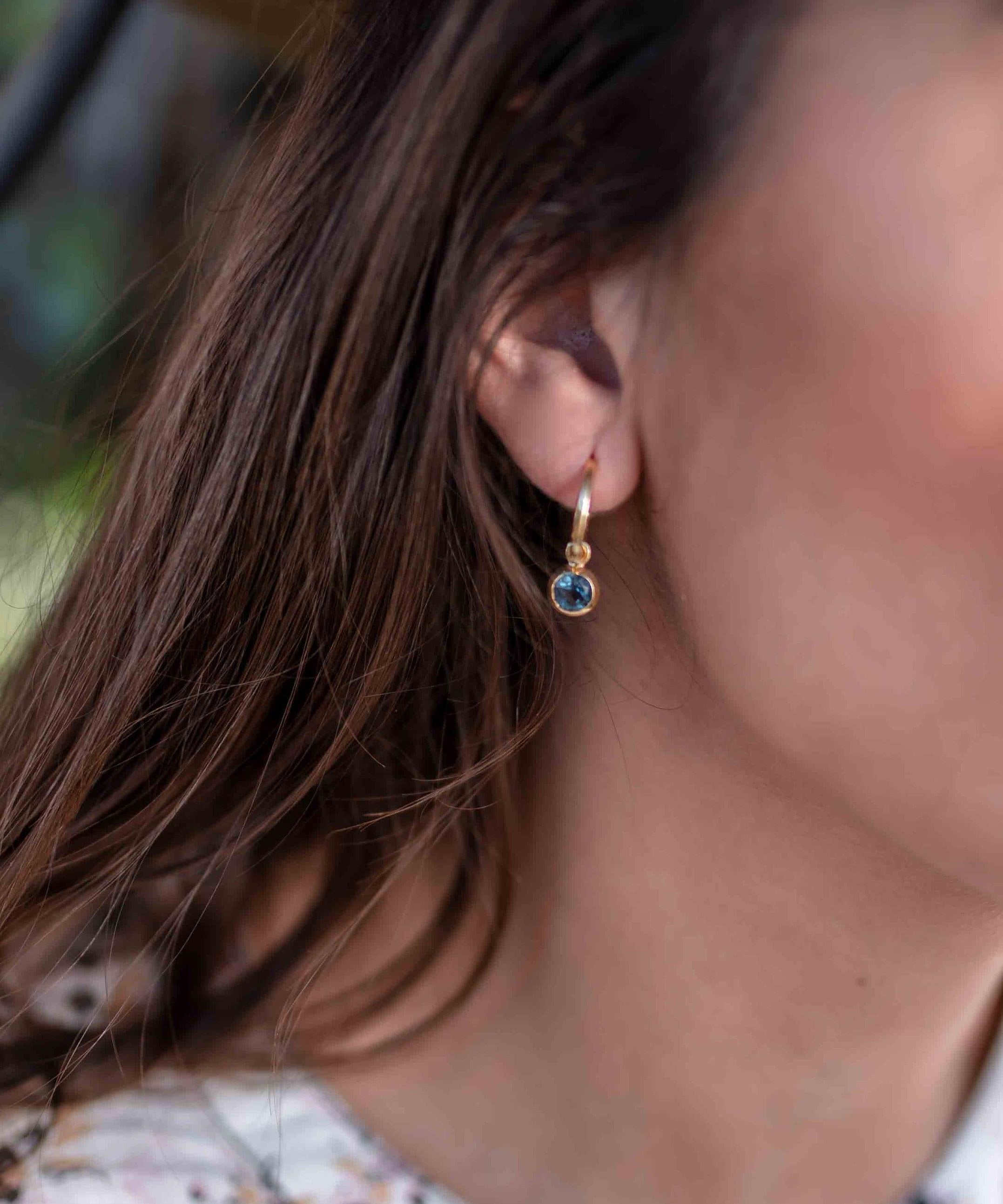 Iolite hydro Earrings ~ Stud ~ Jewelry ~ 18k Gold Plated ~ Natural ~ Minimalist Everyday ~ Gift for Her ~ Boho ~ Hippie ~ ME202